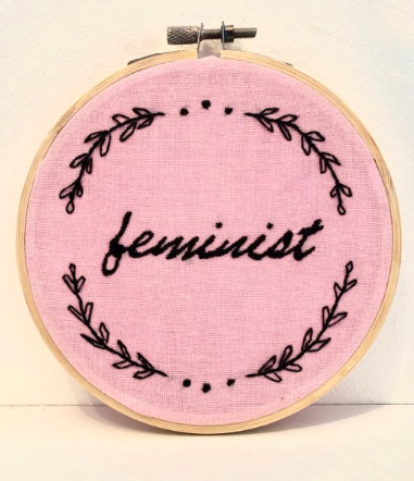 Feminist embroidery hoop art lavraxlondon